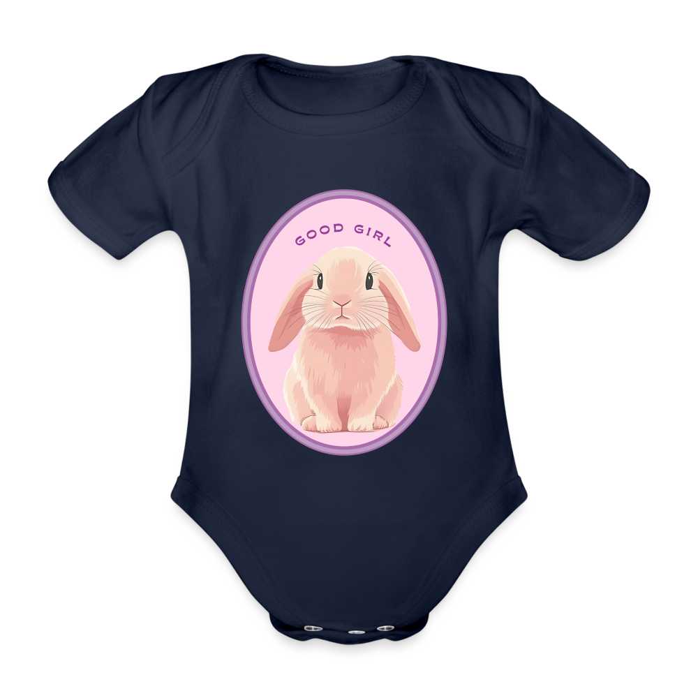 Kurzarm Baby Body - Good Girl Bunny aus BIO-Baumwolle - Dunkelnavy