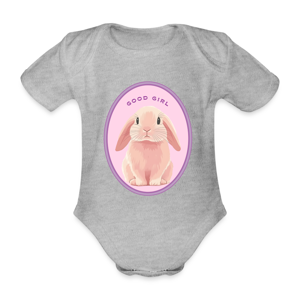Kurzarm Baby Body - Good Girl Bunny aus BIO-Baumwolle - Grau meliert
