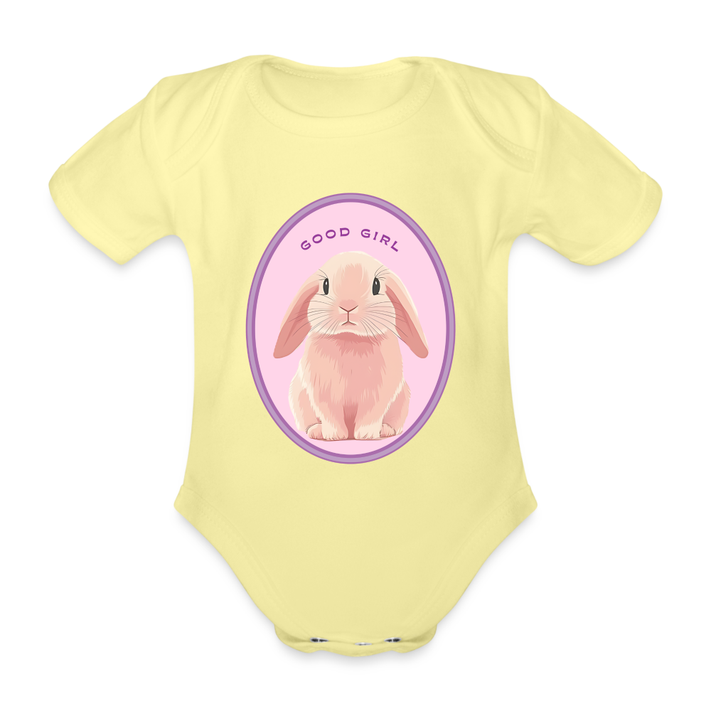 Kurzarm Baby Body - Good Girl Bunny aus BIO-Baumwolle - Hellgelb