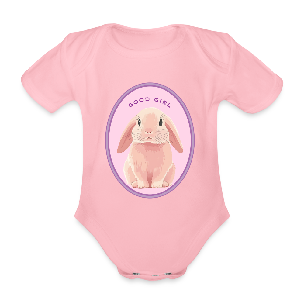 Kurzarm Baby Body - Good Girl Bunny aus BIO-Baumwolle - Hellrosa