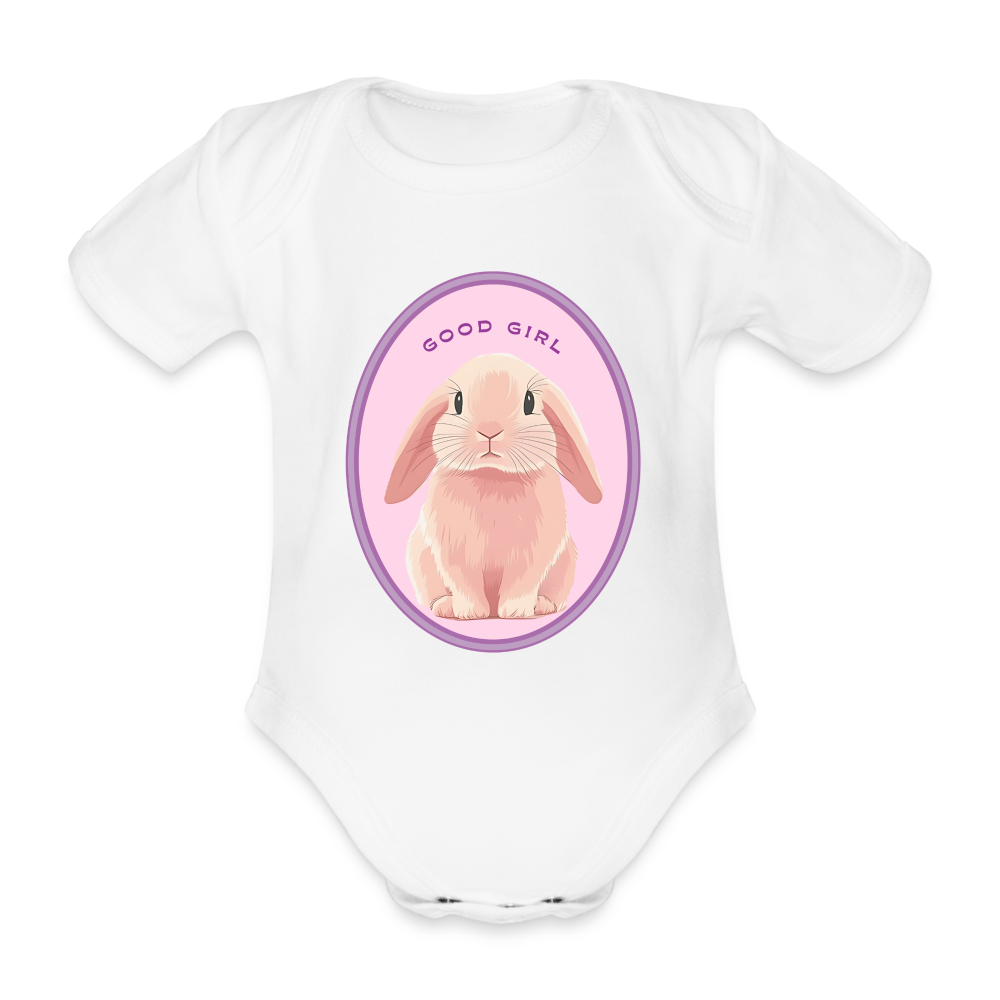 Kurzarm Baby Body - Good Girl Bunny aus BIO-Baumwolle - Weiß