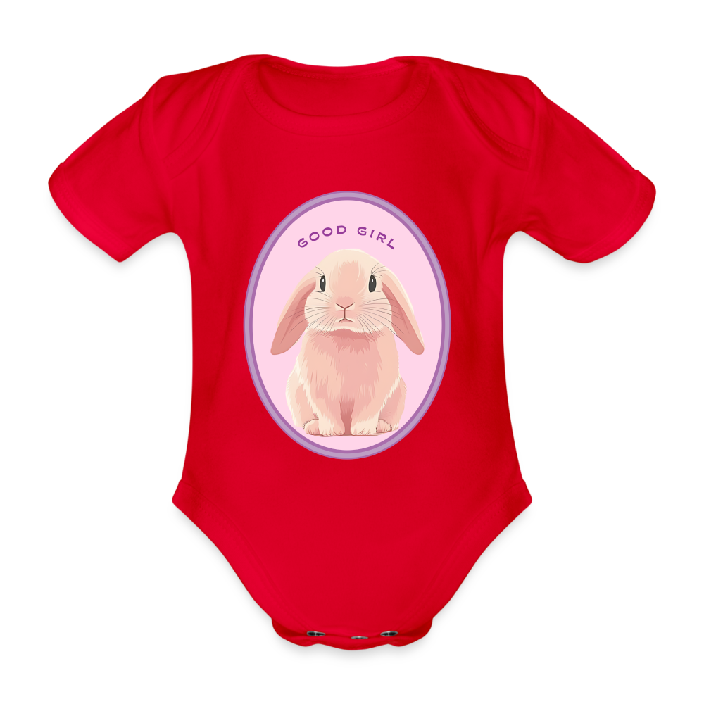 Kurzarm Baby Body - Good Girl Bunny aus BIO-Baumwolle - Rot