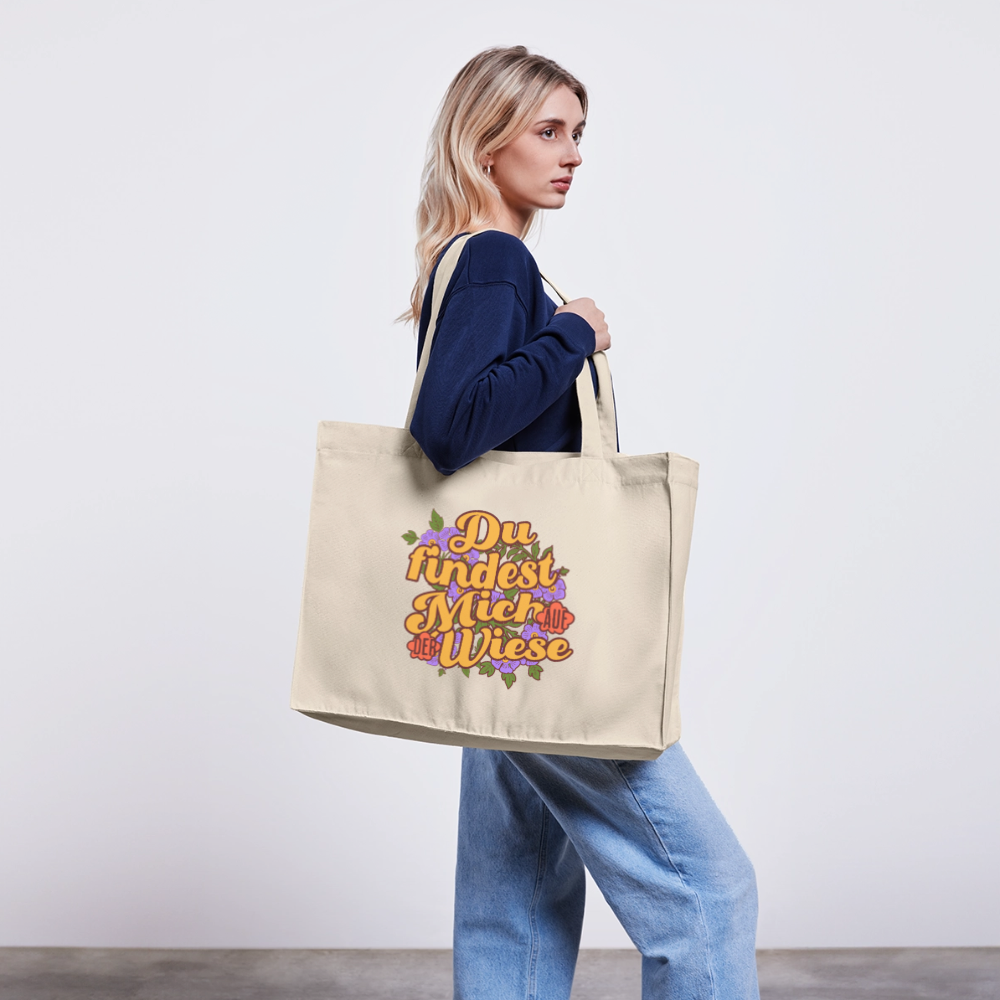Bunte Retro Wiesentasche - Extra großer recycelter Stoffbeutel - Naturweiß