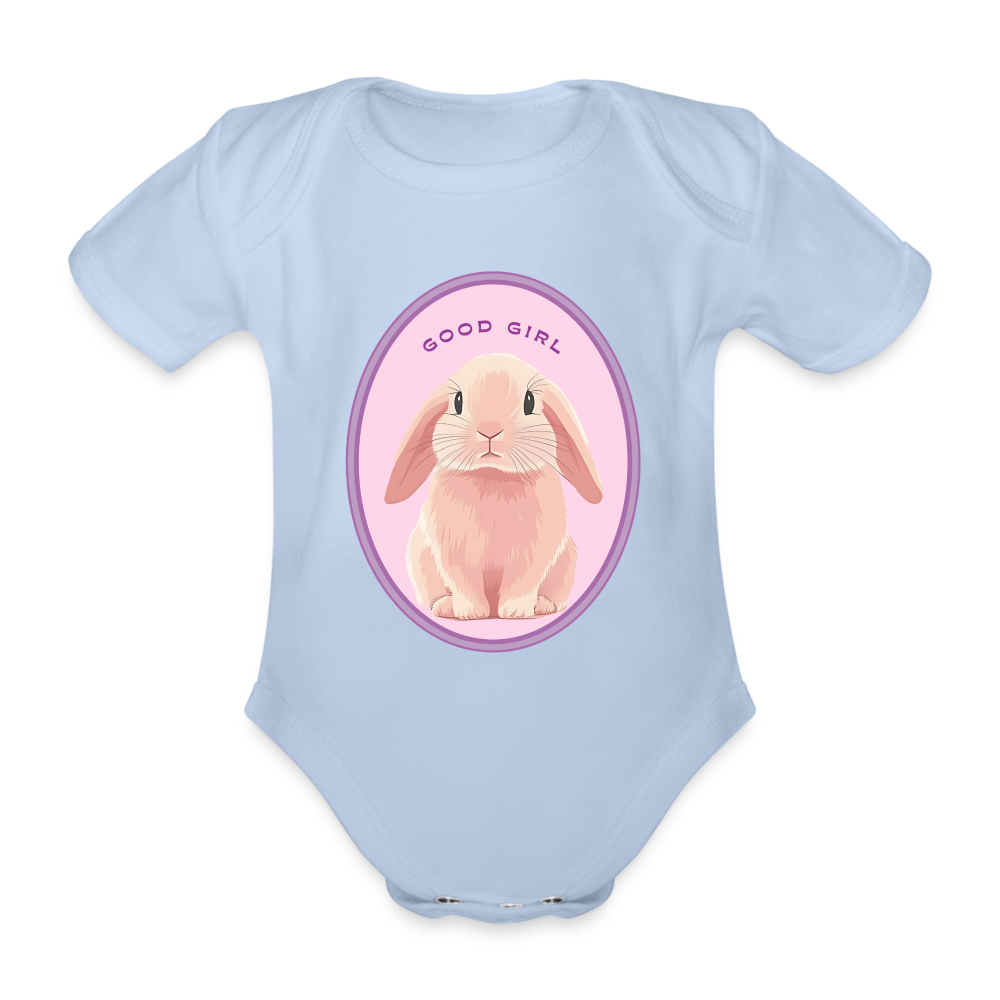 Kurzarm Baby Body - Good Girl Bunny aus BIO-Baumwolle - Sky