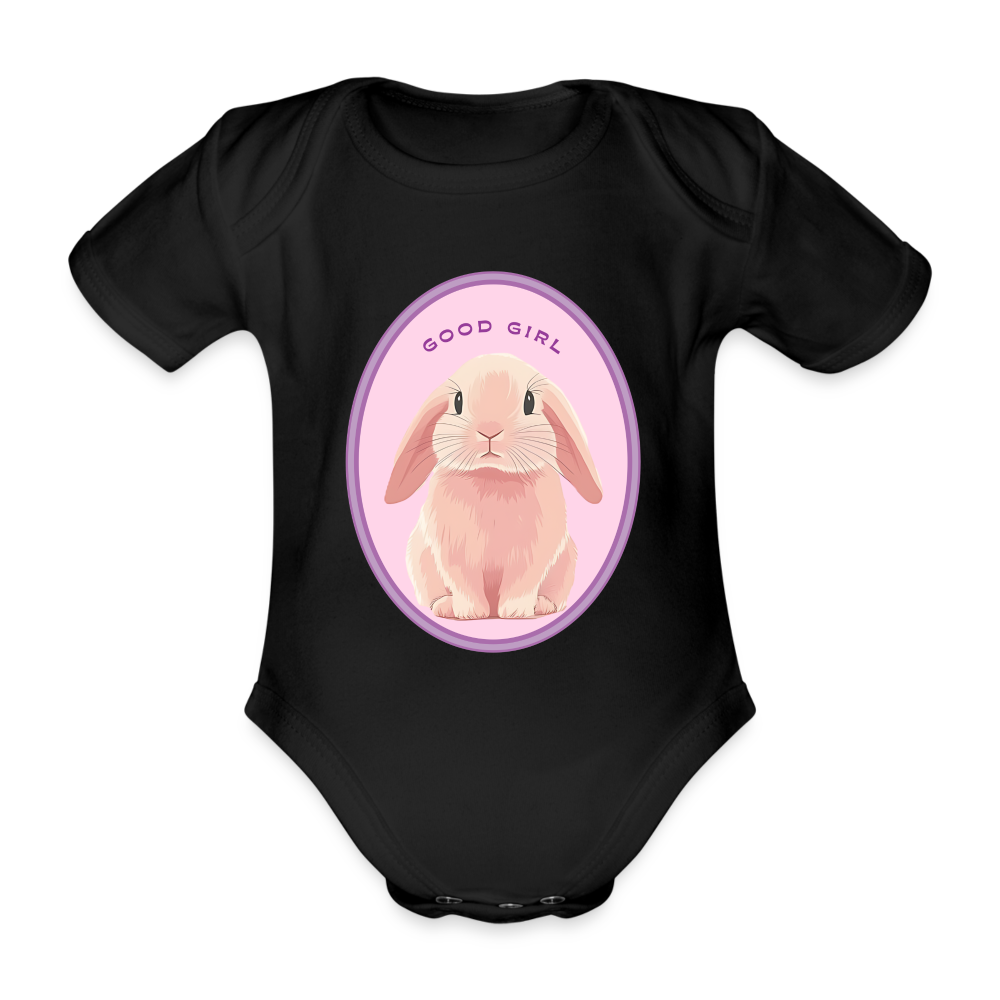 Kurzarm Baby Body - Good Girl Bunny aus BIO-Baumwolle - Schwarz