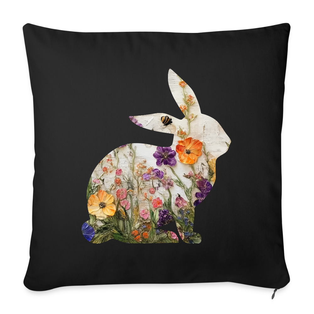Blumiges Kaninchen Kissen ( inkl. Füllung ) - Schwarz