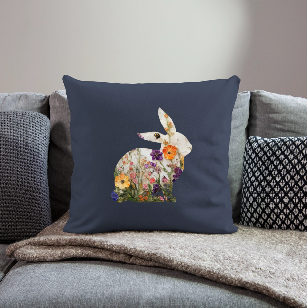 Blumiges Kaninchen Kissen ( inkl. Füllung ) - Navy