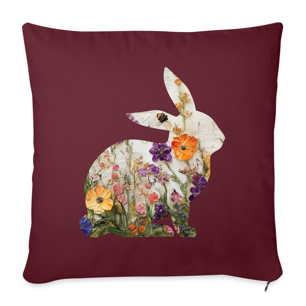 Blumiges Kaninchen Kissen ( inkl. Füllung ) - Burgunderrot