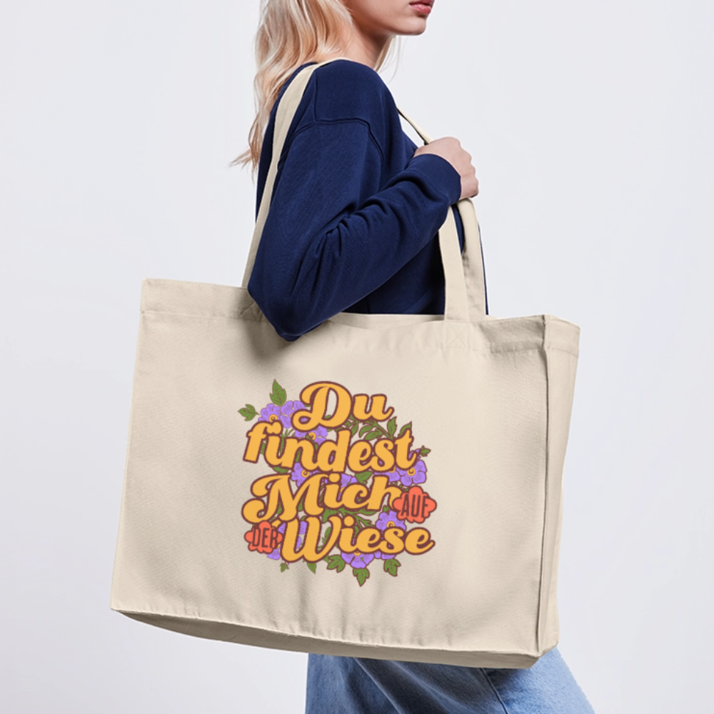 Bunte Retro Wiesentasche - Extra großer recycelter Stoffbeutel - Naturweiß