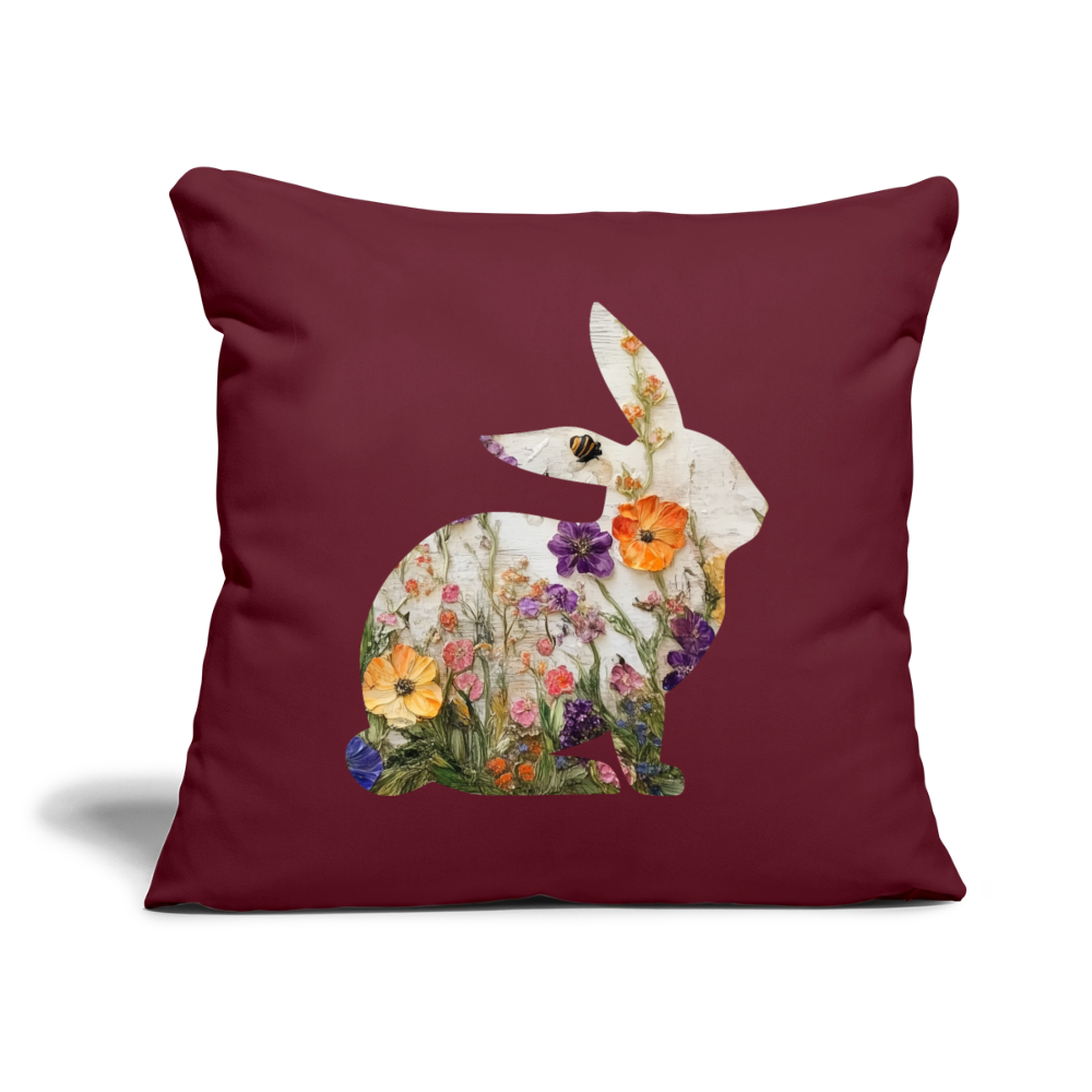 Blumiges Kaninchen Kissen ( inkl. Füllung ) - Burgunderrot