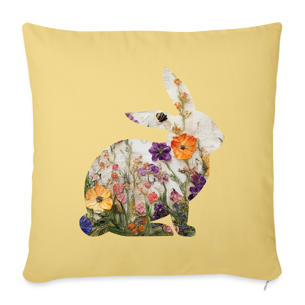 Blumiges Kaninchen Kissen ( inkl. Füllung ) - Hellgelb