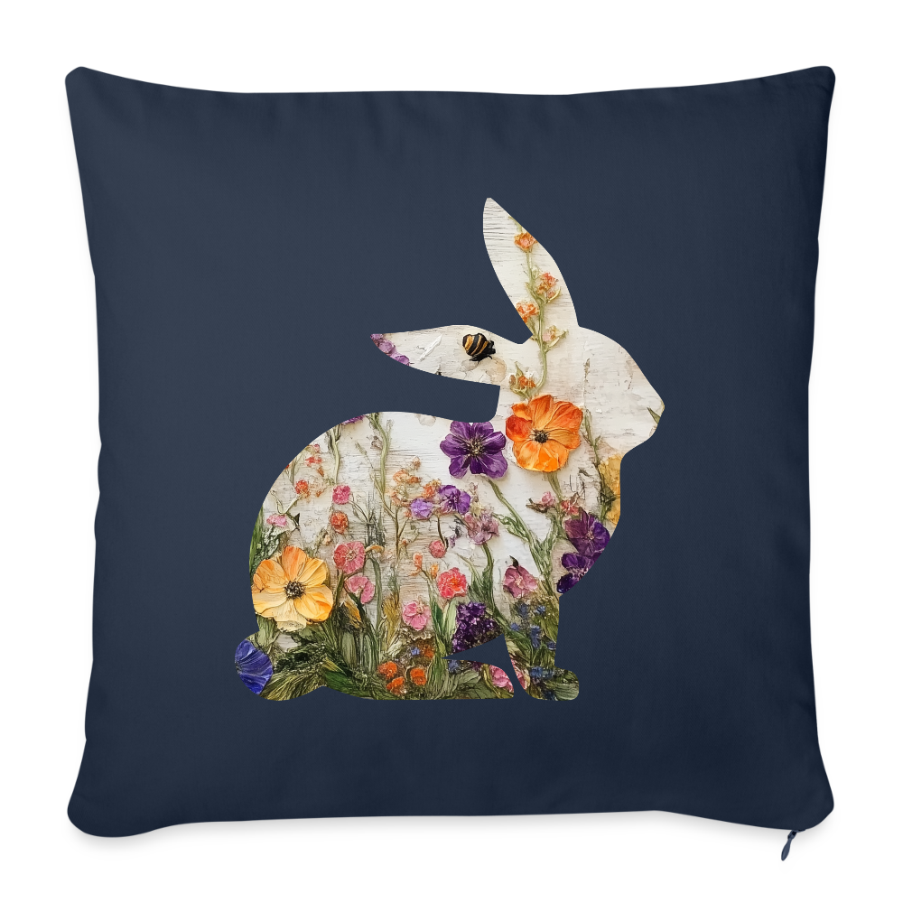 Blumiges Kaninchen Kissen ( inkl. Füllung ) - Navy