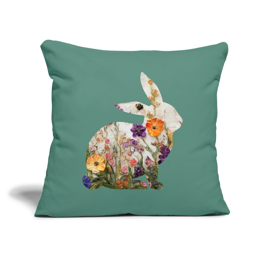 Blumiges Kaninchen Kissen ( inkl. Füllung ) - Tanngrün