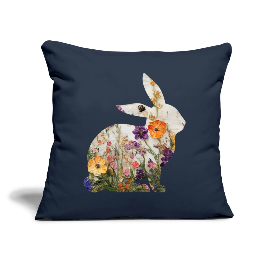 Blumiges Kaninchen Kissen ( inkl. Füllung ) - Navy