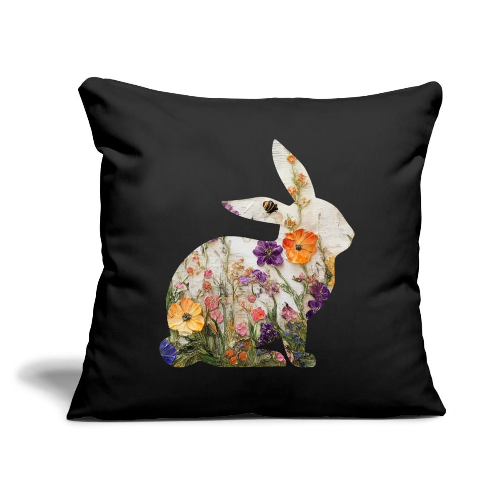Blumiges Kaninchen Kissen ( inkl. Füllung ) - Schwarz
