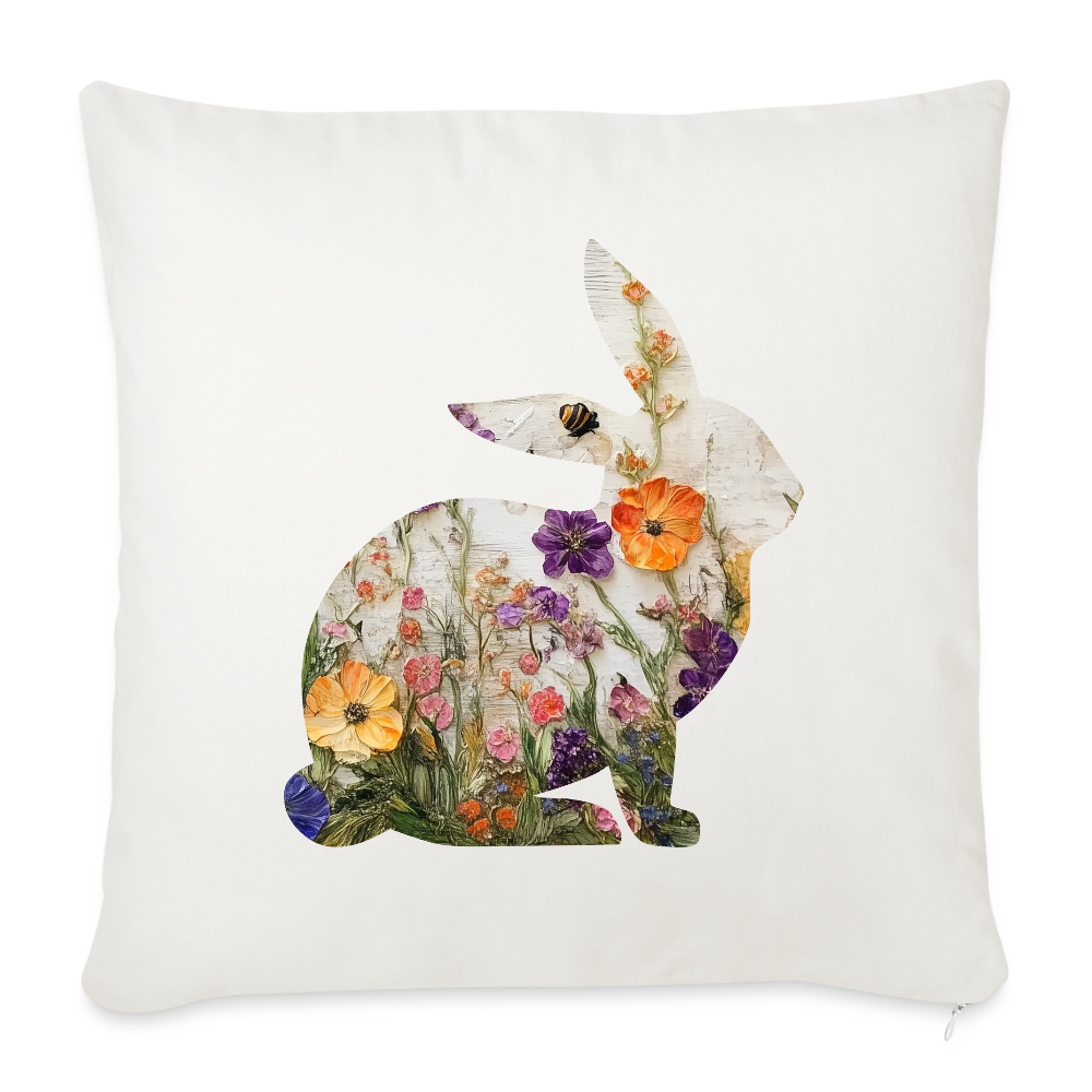 Blumiges Kaninchen Kissen ( inkl. Füllung ) - Naturweiß 