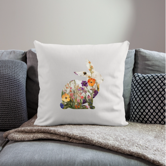 Blumiges Kaninchen Kissen ( inkl. Füllung ) - Naturweiß 