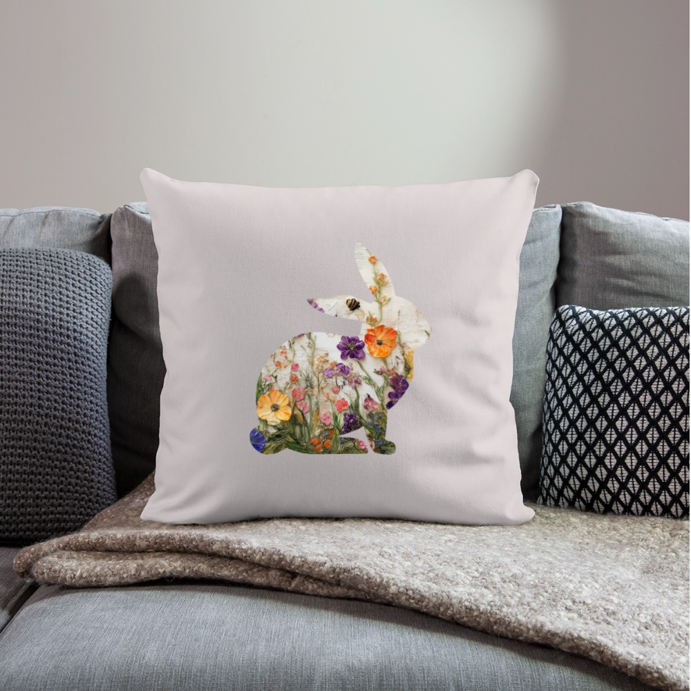 Blumiges Kaninchen Kissen ( inkl. Füllung ) - helles Taupe