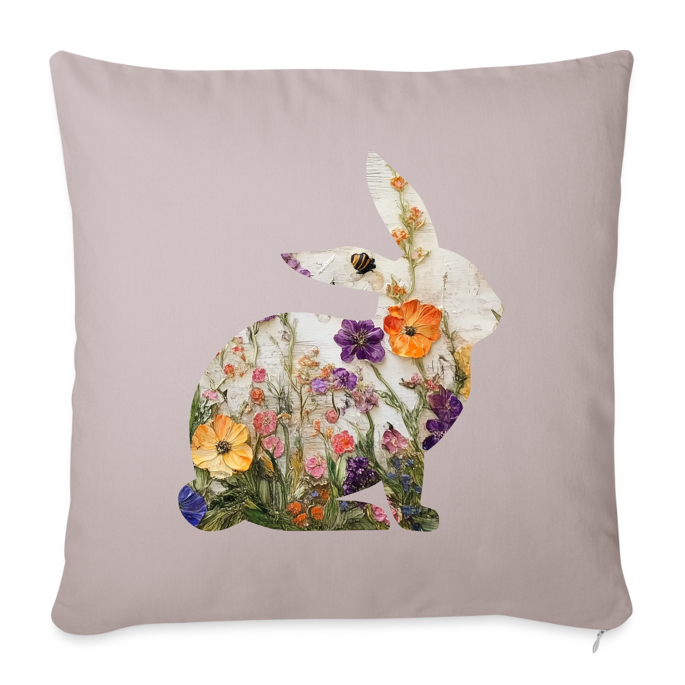 Blumiges Kaninchen Kissen ( inkl. Füllung ) - helles Taupe