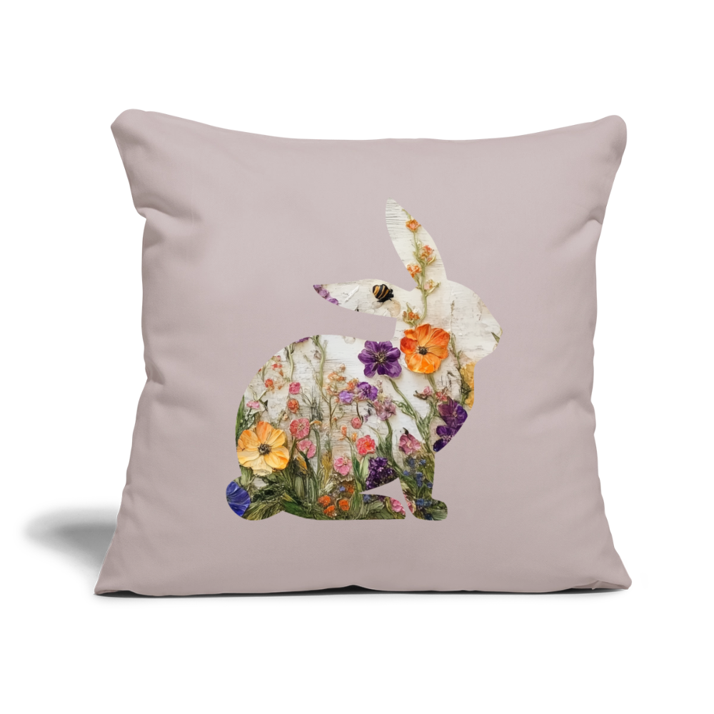 Blumiges Kaninchen Kissen ( inkl. Füllung ) - helles Taupe